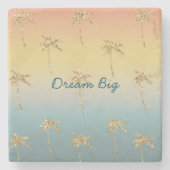 Sunset Gold Glitzer Palm Trees Steinuntersetzer (Vorderseite)