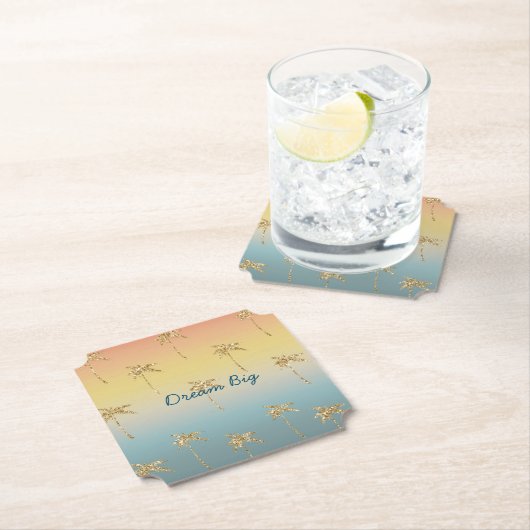 Sunset Gold Glitzer Palm Trees Untersetzer (Vor Ort)