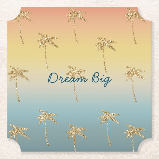 Sunset Gold Glitzer Palm Trees Untersetzer (Vorderseite)