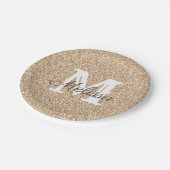 Sunset Gold Glitzer & Sparkle Monogram Paper Plate Pappteller (Schrägansicht)