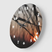 Sunset Golden Sun Round (Large) Wall Clock Große Wanduhr (Winkel)