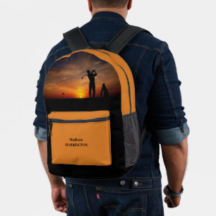 Sunset Golfer individuelle Name Bedruckter Rucksack