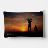 Sunset Golfer individuelle Name Zubehörtasche (Rückseite)