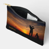 Sunset Golfer individuelle Name Zubehörtasche (Offen)