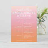 Sunset Gradient Bachelorette Agenda Itinerary Save The Date (Stehend Vorderseite)
