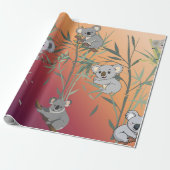 Sunset Gradient Cute Koala & Bamboo Geschenkpapier (Ungerollt)