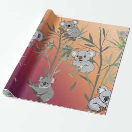 Sunset Gradient Cute Koala & Bamboo  Geschenkpapier