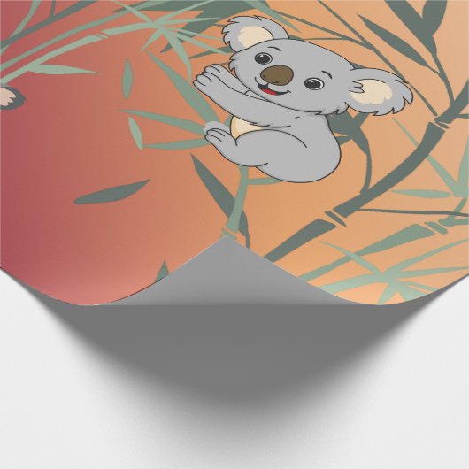 Sunset Gradient Cute Koala & Bamboo  Geschenkpapier (Ecke)