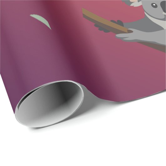 Sunset Gradient Cute Koala & Bamboo  Geschenkpapier (Rolleneckpunkt)
