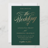 Sunset Gradient Emerald Green Calligrafy Wedding Einladung (Vorderseite)