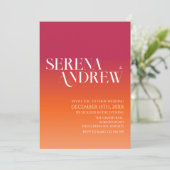 Sunset Gradient Orange Viva Magenta Highlights Mod Einladung (Stehend Vorderseite)