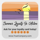 Sunset & Gray Template - Summer Loyalty Programm Quadratischer Aufkleber (Vorderseite)
