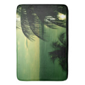 SunSet Green Blue Sky & Sea Silhouetted Palm Tree Badematte (Vorderseite Vertikal)