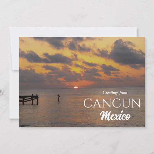 Sunset Greetings from Cancun Mexico Postcard Einladung (Vorderseite)