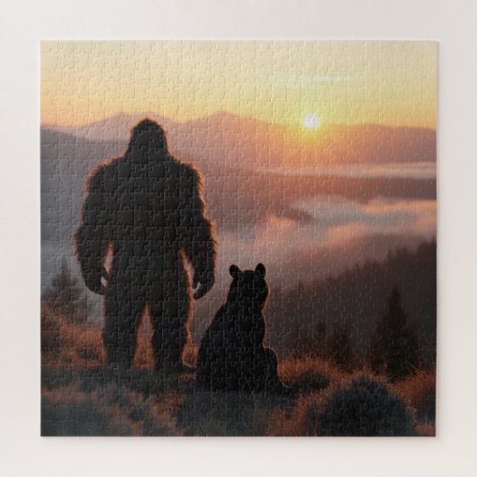 Sunset Guardians: Junger Bigfoot & Jungtier Puzzle (Vertikal)