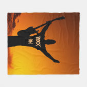 Sunset Guitar Man Silhouette Fleecedecke (Vorderseite (Horizontal))