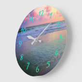 Sunset Gulf Coast Waters Große Wanduhr (Winkel)