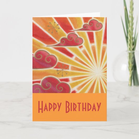 Sunset 'Happy Birthday' Karte orange (Vorderseite)