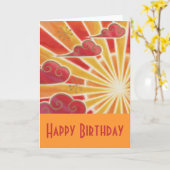 Sunset 'Happy Birthday' Karte orange (Gelbe Blume)
