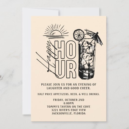 Sunset Happy Hour Invitation Einladung (Vorderseite)
