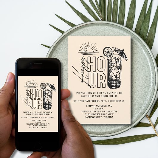 Sunset Happy Hour Invitation Einladung