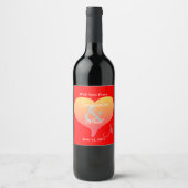 Sunset Heart Red Wedding Monogram Labels Weinetikett (Vorderseite)