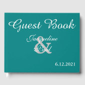 Sunset Hearts Aquamarines grünes Hochzeitbuch Gästebuch (Vorderseite)