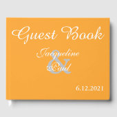 Sunset Hearts Orange White Wedding Book Gästebuch (Vorderseite)