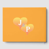 Sunset Hearts Orange White Wedding Book Gästebuch (Rückseite)
