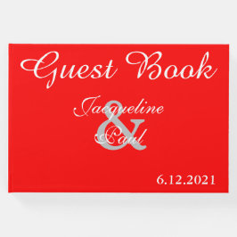 Sunset Hearts Red Wedding Book Gästebuch