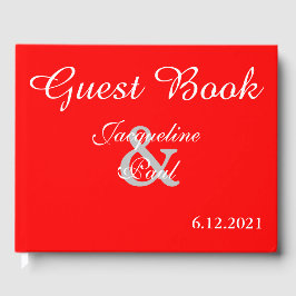 Sunset Hearts Red Wedding Book Gästebuch