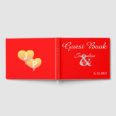 Sunset Hearts Red Wedding Book Gästebuch (Voll)