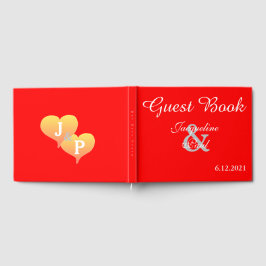 Sunset Hearts Red Wedding Book Gästebuch