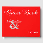 Sunset Hearts Red Wedding Book Gästebuch (Vorderseite)