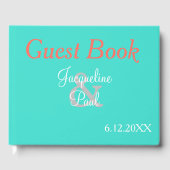 Sunset Hearts Turquoise Wedding Book Gästebuch (Vorderseite)