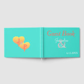 Sunset Hearts Turquoise Wedding Book Gästebuch (Voll)