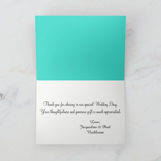 Sunset Hearts Turquoise Wedding Danke Karten (Innenseite)