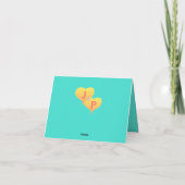 Sunset Hearts Turquoise Wedding Danke Karten (Rückseite)