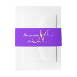 Sunset Hearts Violet Golden Sunset Monogram Einladungsbanderole