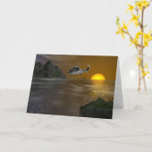 Sunset Helicopter Card Karte (Gelbe Blume)