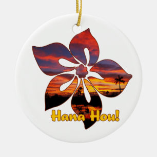 Sunset Hibiskus Hawaiian Ornaments Keramikornament