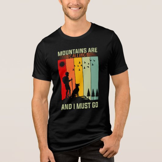 Sunset Hiker Dog Mountain are Calling Tri-Blend Shirt (Vorderseite)