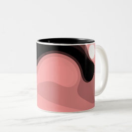 Sunset Horizon: Abstract Pink, Black & White Zweifarbige Tasse