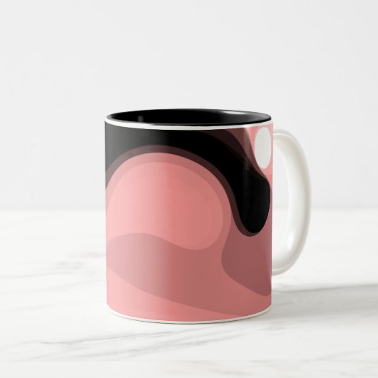Sunset Horizon: Abstract Pink, Black & White Zweifarbige Tasse (VorderseiteRechts)