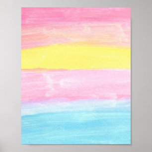 Sunset Horizon Wasserfarbe Abstrakt Poster