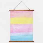 Sunset Horizon Wasserfarbe Abstrakt Wandteppich Mit Holzrahmen (Vorderseite)