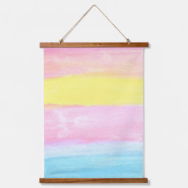 Sunset Horizon Wasserfarbe Abstrakt Wandteppich Mit Holzrahmen