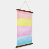 Sunset Horizon Wasserfarbe Abstrakt Wandteppich Mit Holzrahmen (Gewinkelt)