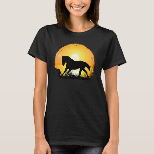 Sunset Horse Breed Silhouette American Quarter H T-Shirt (Vorderseite)