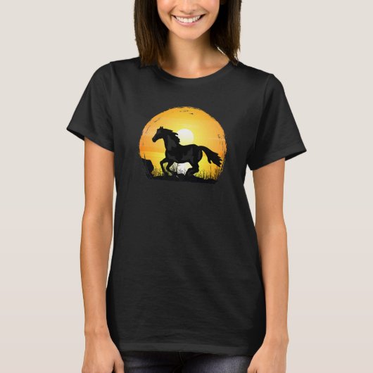 Sunset Horse Breed Silhouette Paint Horse T-Shirt (Vorderseite)
